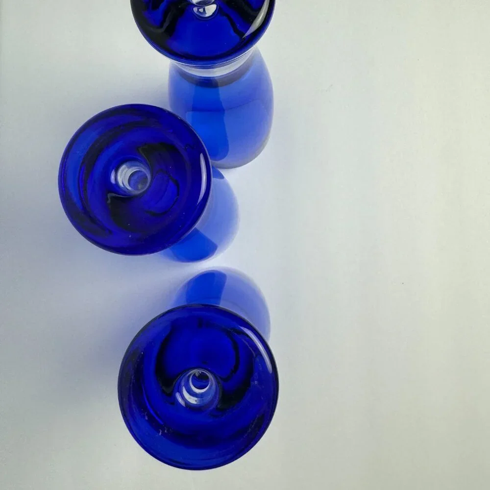 Set of 3 Block Stockholm Cobalt Blue Crystal Glasses with Controlled Bubble 7.5
